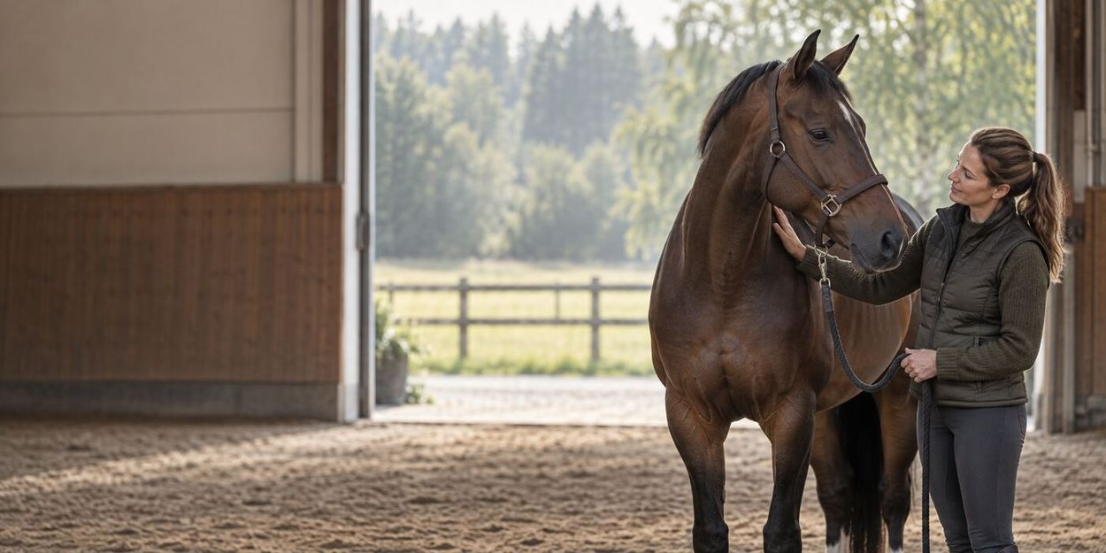 Jinete que evalúa a un caballo relajado antes de elegir la embocadura.